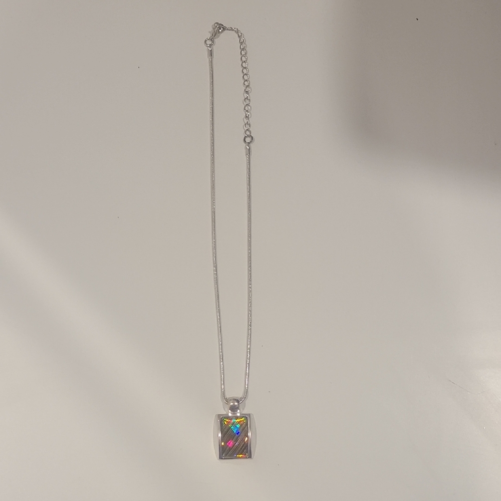 Elegant Silver Necklace with Rainbow Pendant
